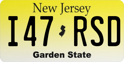 NJ license plate I47RSD