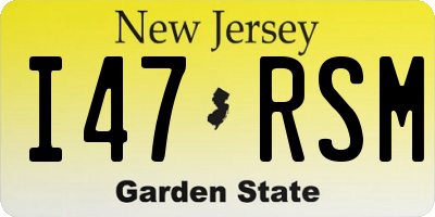NJ license plate I47RSM