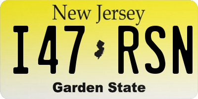 NJ license plate I47RSN
