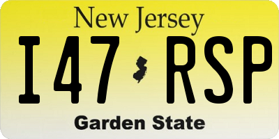 NJ license plate I47RSP