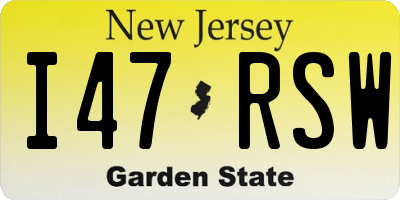 NJ license plate I47RSW