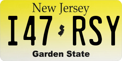 NJ license plate I47RSY
