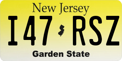 NJ license plate I47RSZ