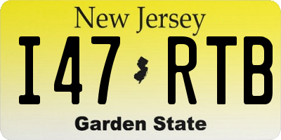 NJ license plate I47RTB