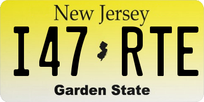 NJ license plate I47RTE