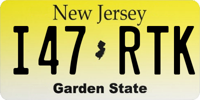 NJ license plate I47RTK