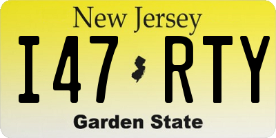 NJ license plate I47RTY