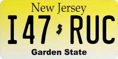 NJ license plate I47RUC