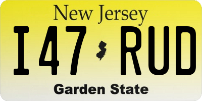 NJ license plate I47RUD