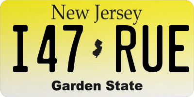 NJ license plate I47RUE
