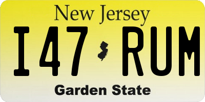 NJ license plate I47RUM