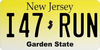 NJ license plate I47RUN