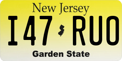 NJ license plate I47RUO