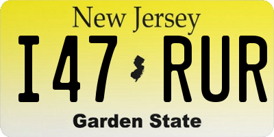 NJ license plate I47RUR