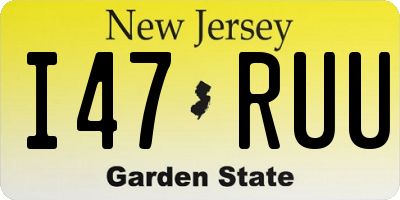 NJ license plate I47RUU