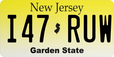 NJ license plate I47RUW