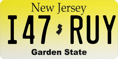 NJ license plate I47RUY