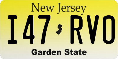 NJ license plate I47RVO
