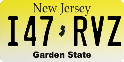 NJ license plate I47RVZ