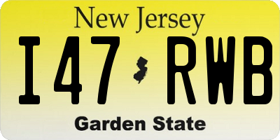 NJ license plate I47RWB