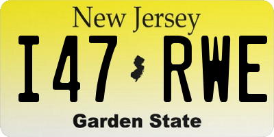 NJ license plate I47RWE