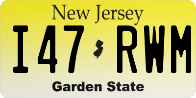 NJ license plate I47RWM