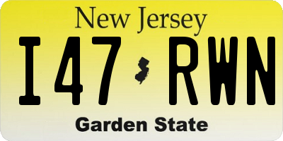 NJ license plate I47RWN