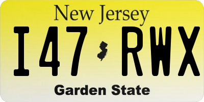 NJ license plate I47RWX