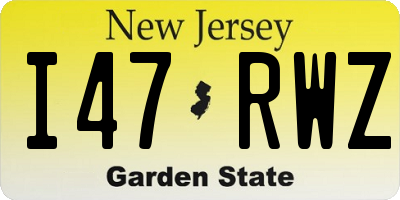 NJ license plate I47RWZ