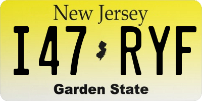NJ license plate I47RYF