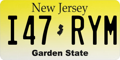 NJ license plate I47RYM