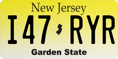 NJ license plate I47RYR