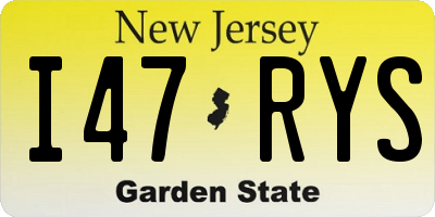 NJ license plate I47RYS