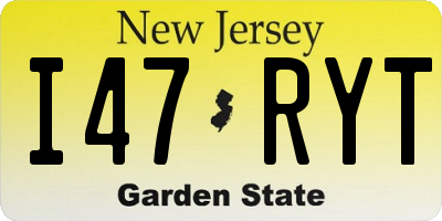 NJ license plate I47RYT