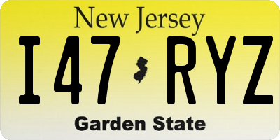 NJ license plate I47RYZ