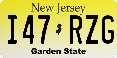 NJ license plate I47RZG