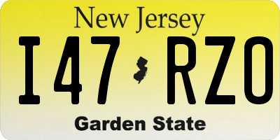 NJ license plate I47RZO
