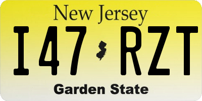 NJ license plate I47RZT