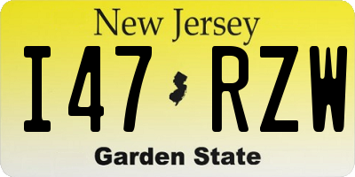 NJ license plate I47RZW