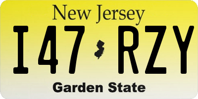 NJ license plate I47RZY