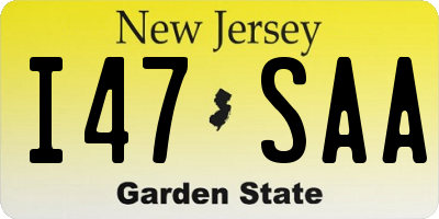 NJ license plate I47SAA
