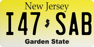 NJ license plate I47SAB