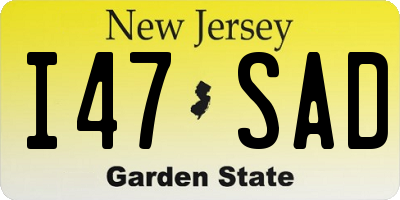 NJ license plate I47SAD