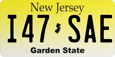 NJ license plate I47SAE