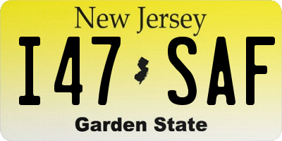 NJ license plate I47SAF