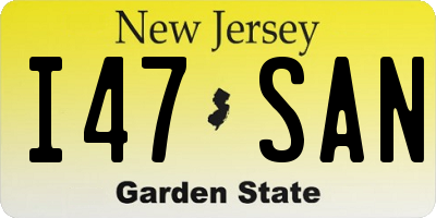 NJ license plate I47SAN