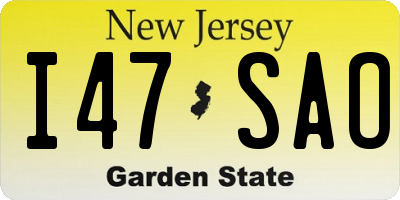 NJ license plate I47SAO