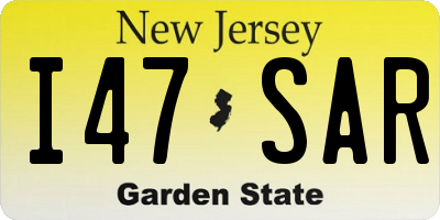 NJ license plate I47SAR