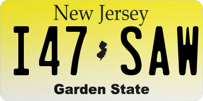 NJ license plate I47SAW