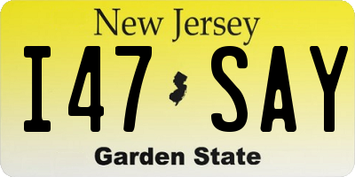 NJ license plate I47SAY
